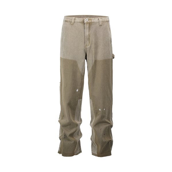 Pantalones Jeans Rectos Baggy con Costuras Lavadas