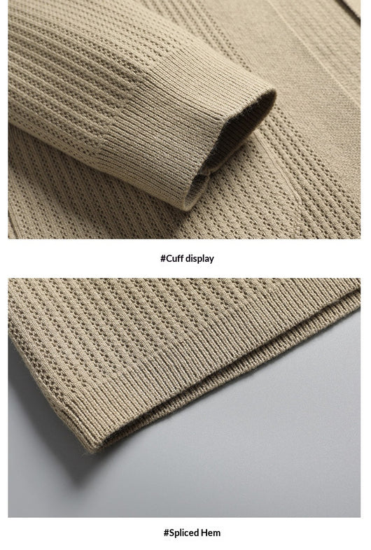 Suéter de Cuello Solapa Grueso para Hombre - Manga Larga Otoño Invierno con Bolsillos - Image 13