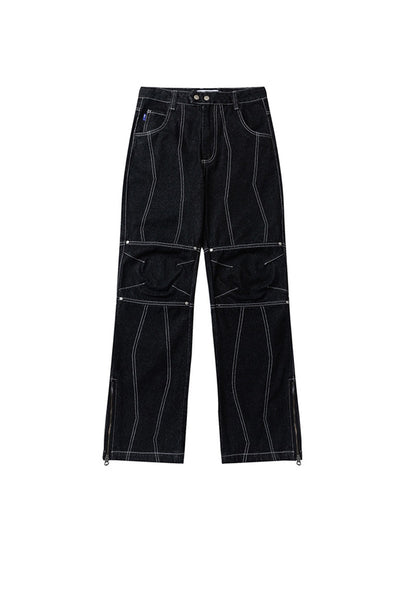 Pantalones Vaqueros Retro Holgados con Cierre Decorativo para Hombre y Mujer - Image 10