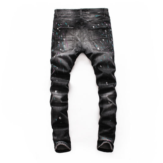 Pantalones Vaqueros Rotos con Parches para Hombre - Slim Fit Biker con Diseño Personalizado - Image 2