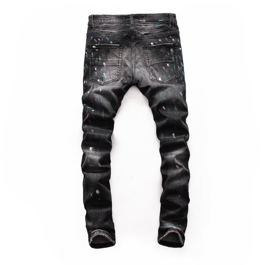 Pantalones Vaqueros Rotos con Parches para Hombre - Slim Fit Biker con Diseño Personalizado - Image 2