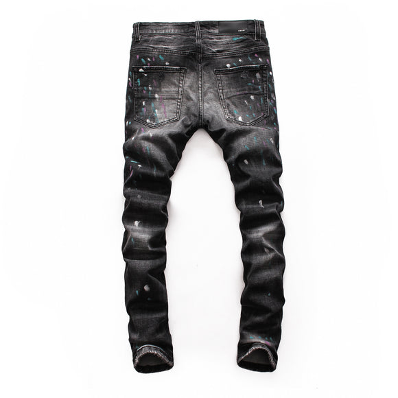 Pantalones Vaqueros Rotos con Parches para Hombre - Slim Fit Biker con Diseño Personalizado