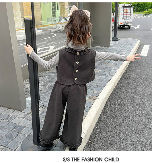Conjunto de Tres Piezas: Chaleco Stringy Selvedge Fashionable para Niñas - Image 13