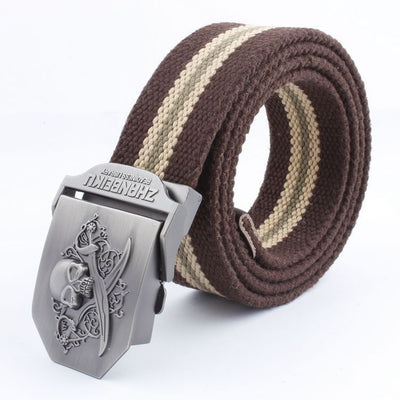 Cinturón Canvas con Hebilla Doble Calavera - Estilo Casual Versátil - Image 15