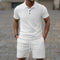 Camisa Casual Masculina de Manga Curta com Textura Jacquard