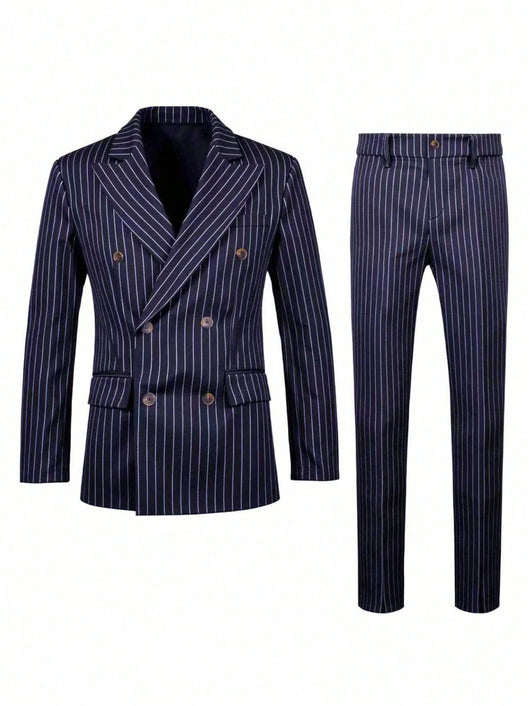 Conjunto de Traje Ejecutivo a Rayas para Hombre - Image 22