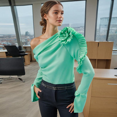 Blusa Larga Floral con Volantes y Diseño Patchwork para Mujer