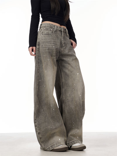 Pantalones Vaqueros Retro Splash Ink Machete para Pareja - Image 23