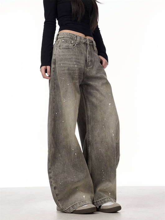 Pantalones Vaqueros Retro Splash Ink Machete para Pareja - Image 23