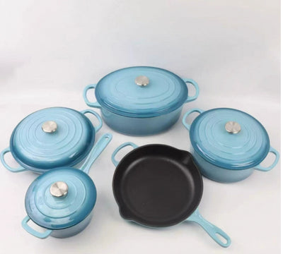 Juego de Cocina de Hierro Esmaltado: Sartén y Olla para Guisos - Image 8