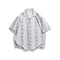 Camisa Suelta Estilo Japonés con Estampado Shell y Solapa