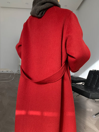 Abrigo Largo de Alpaca Doble Faz con Mangas Convertibles y Cintura Ajustable - Image 26