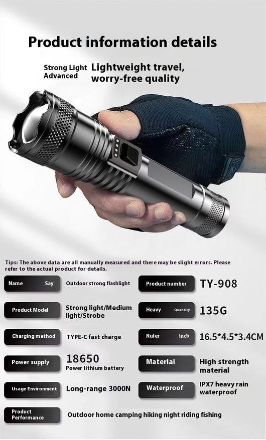 Linterna LED Recargable Profesional con Zoom Telescópico y Alcance Extendido - Image 22