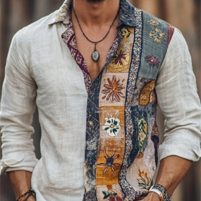 Camisa Floral Navideña para Hombre - Estilo Festivo
