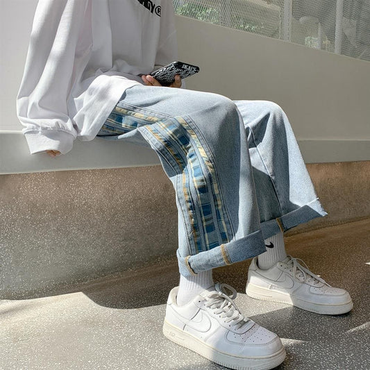 Jeans Deportivos Anchos para Hombre con Costuras de Rayas de Color - Image 2