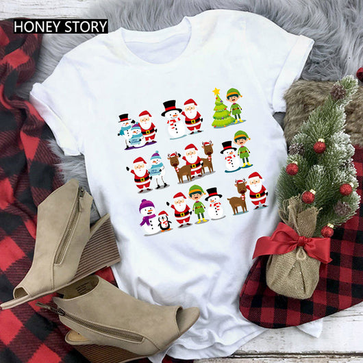 Playera Navideña Roja para Parejas - Diseño Reno y Santa - Image 11