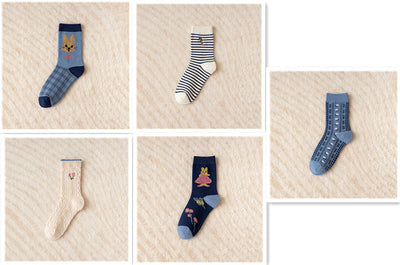 Calcetines Tubo Estilo Étnico con Flores y Rayas para Mujer - Image 9