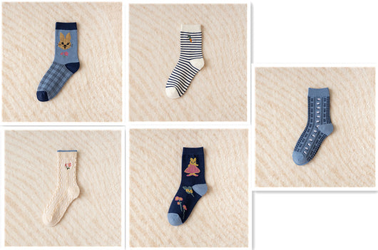 Calcetines Tubo Estilo Étnico con Flores y Rayas para Mujer - Image 9