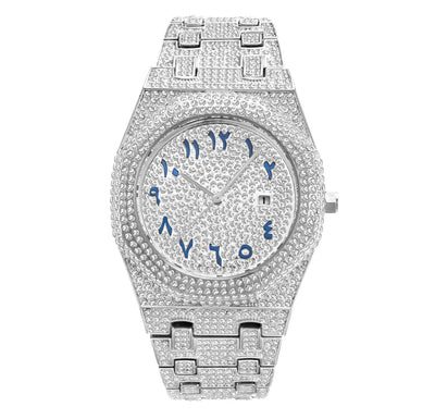 Reloj de Cuarzo para Hombre con Escala Árabe y Diamantes Hip Hop Europeo - Image 11