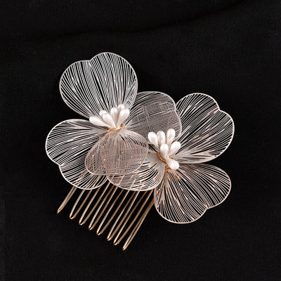 Peineta Nupcial de Flores Doradas - Accesorio de Ensueño para Novia - Image 8