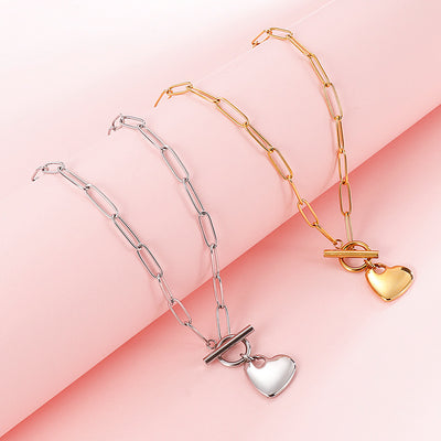 Conjunto de Pulsera y Collar de Acero Titanio con Corazón de Durazno para Mujer - Image 14