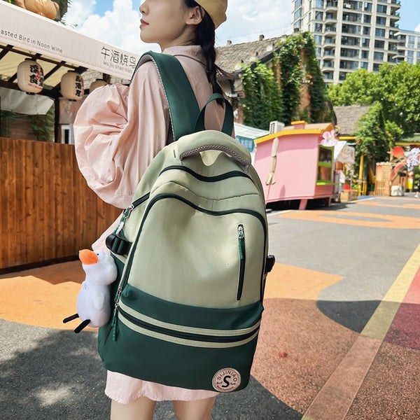 Mochila Casual de Contraste Retro para Mujeres