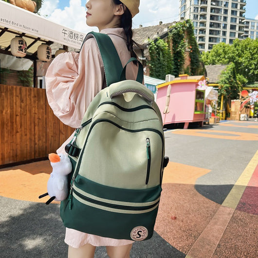 Mochila Casual de Contraste Retro para Mujeres