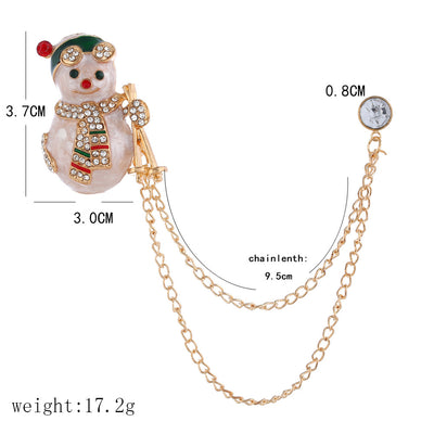 Broche Navideño Muñeco de Nieve Diamantes Doble Capa Estilo Europeo - Image 10
