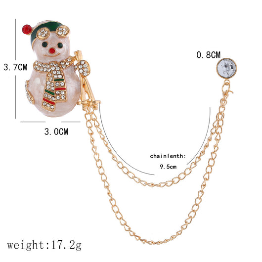 Broche Navideño Muñeco de Nieve Diamantes Doble Capa Estilo Europeo - Image 10