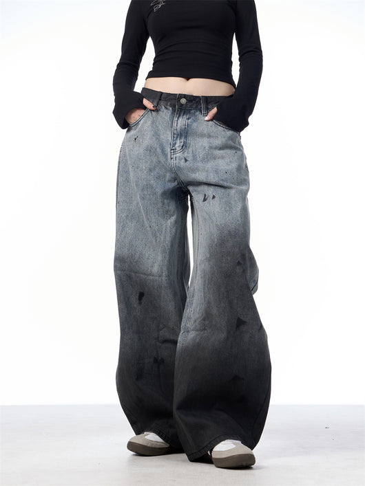 Pantalones Jeans Sueltos Efecto Desteñido con Tinta Splash - Image 13