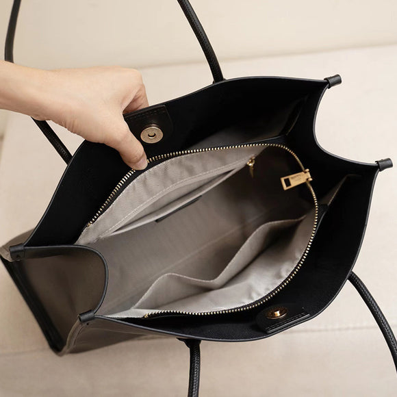 Bolso Tote de Cuero Genuino para Mujer - Bolsa Commuter de Gran Capacidad