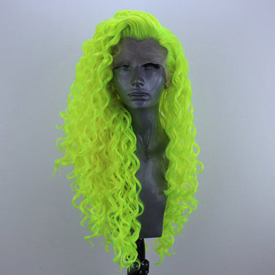 Peluca Ondas Grandes Fluorescente Cabello Largo con Encaje Frontal Fibra Sintética - Image 8
