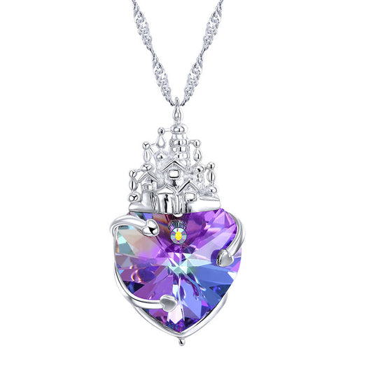 Collar de Plata 925 Corazón Cristal Castillo del Amor - Diseño Europeo Elegante - Image 9