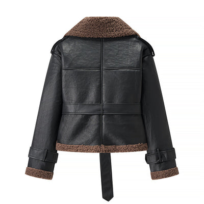 Abrigo Corto Acolchado con Cuello y Forro de Piel para Otoño e Invierno - Image 3
