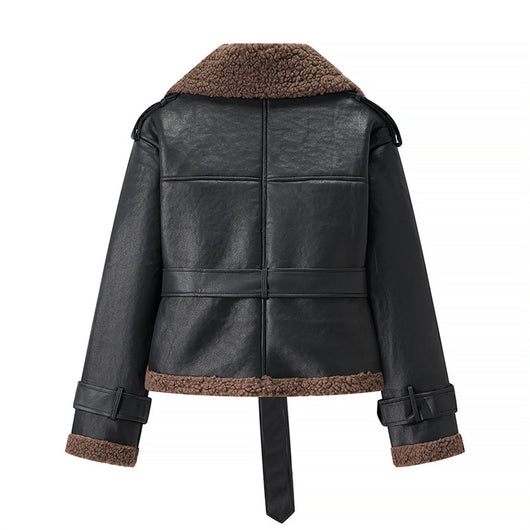 Abrigo Corto Acolchado con Cuello y Forro de Piel para Otoño e Invierno - Image 3