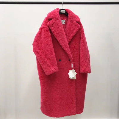 Abrigo Largo de Alpaca y Lana Rosa para Mujer - Image 11