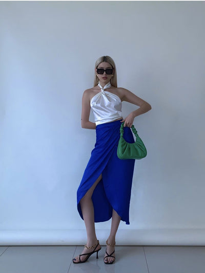 Falda Larga Azul Klein Diseño Minimalista y Elegante