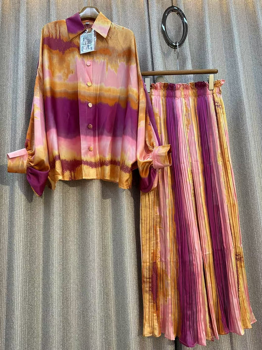Conjunto de Dos Piezas: Blusa Estampada Personalizada + Pantalón Ancho de Cintura Alta - Image 51