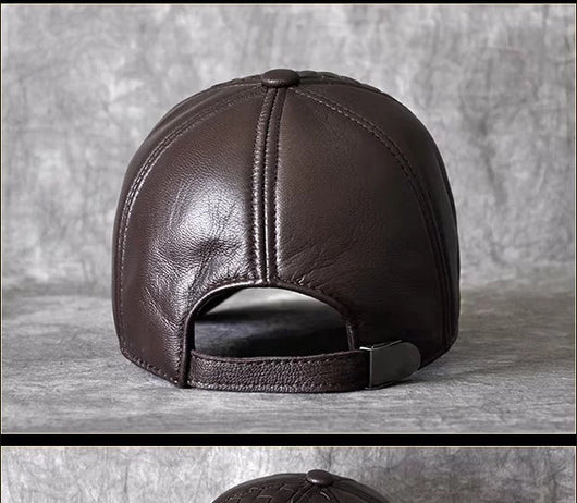 Gorra de Beisbol Invierno Cuero Genuino Piel de Cabra para Hombre - Image 22