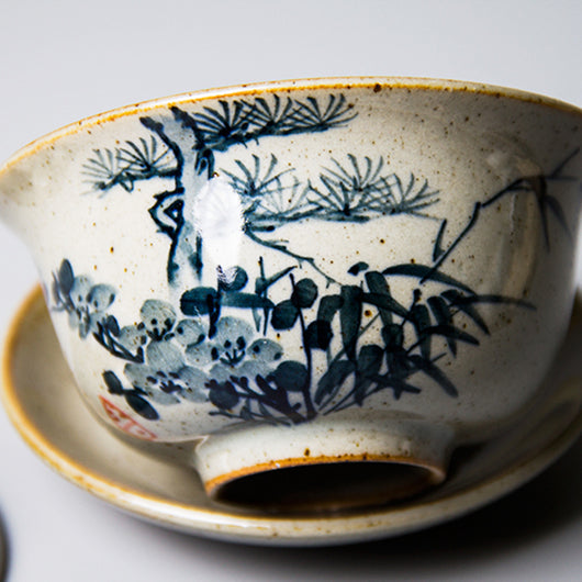 Tazón Vintage Sancai con Tapa - Porcelana Azul y Blanco Pintada a Mano - Image 3