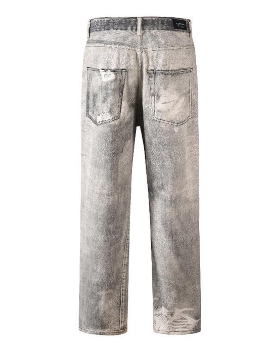 Jeans Ajustados Daddy con Desgarre y Efecto Gato Gris Claro - Image 3