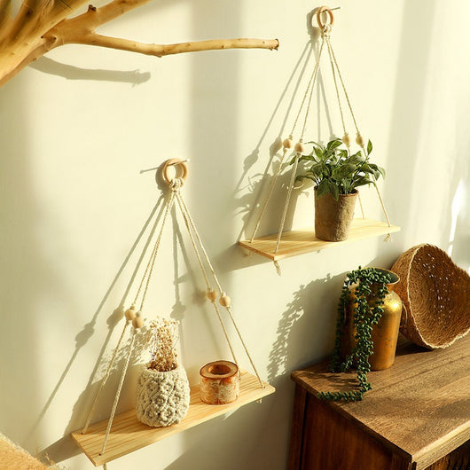 Repisa de Pared Tejida en Algodón con Base de Madera Natural - Image 8