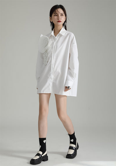 Blusa Larga con Falda Integrada - Diseño Floral 3D con Pliegues - Image 27