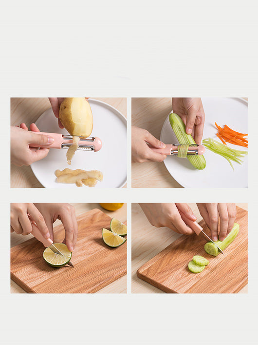 Pelador Multiusos de Acero Inoxidable con Cuchillo para Frutas y Verduras - Image 13