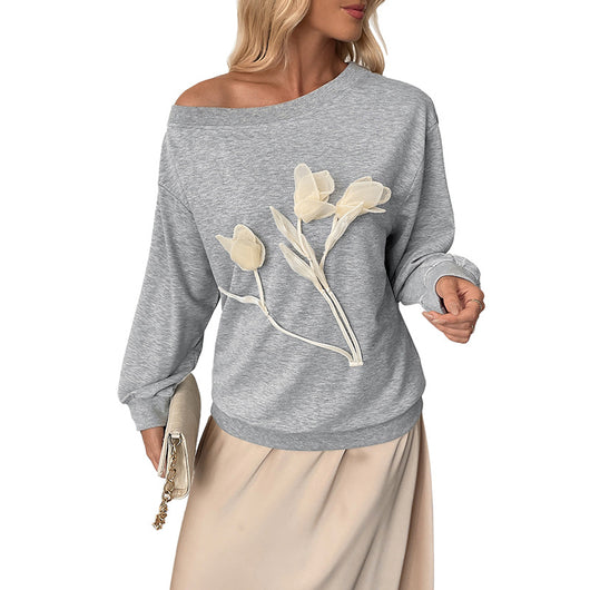 Blusa Elegante con Flores 3D y Hombros Descubiertos - Image 5