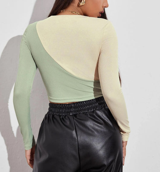 Blusa Strapless Ajustada de Manga Larga con Detalles en Contraste - Image 45