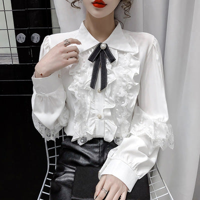 Blusa Vintage Palacio Victoriano para Mujer con Lazos y Volantes Lolita - Image 3