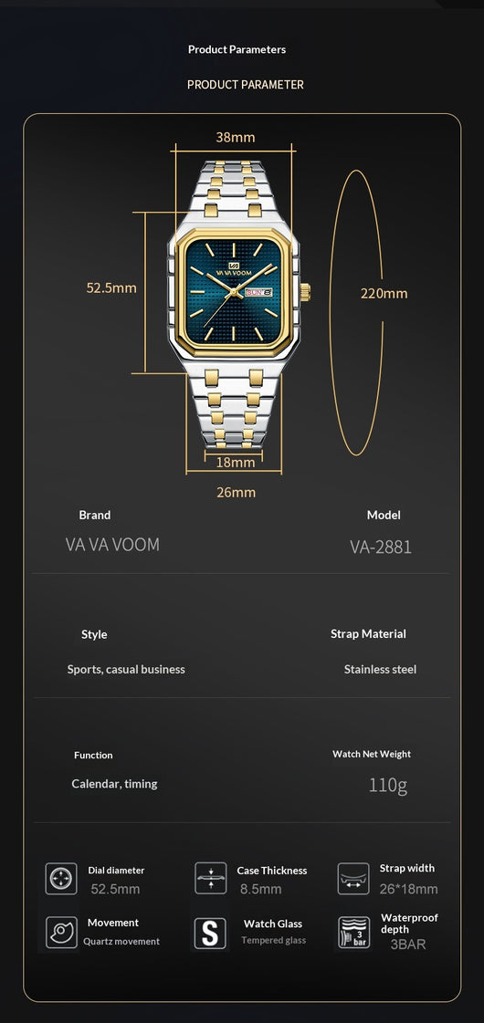 Reloj Cuadrado Luminoso Casual para Hombre - Image 22