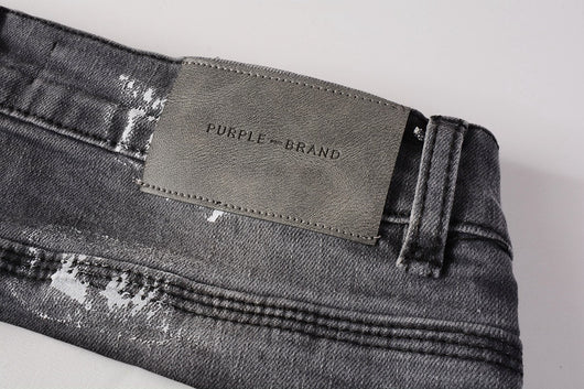 Pantalón Vaquero Gris Rotura Rodilla con Efecto Tinta Salpicada - Image 8