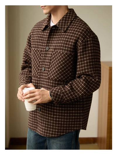 Abrigo Casual Hombre Cuadrícula Doble Faz Lana Premium - Image 11